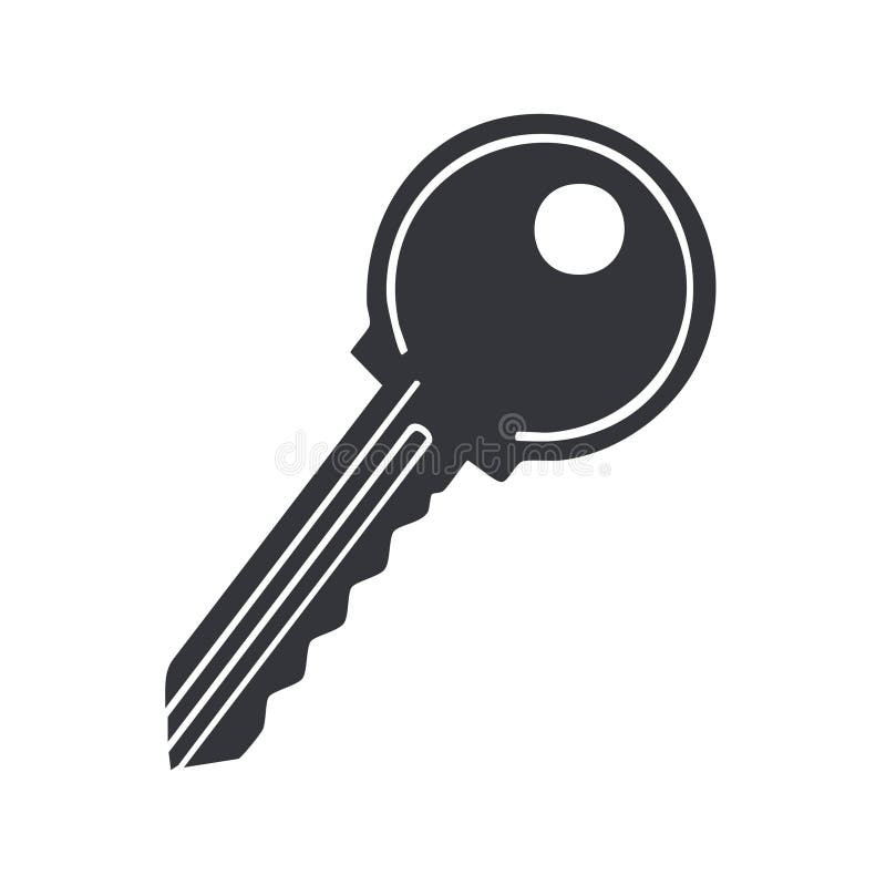 Simple Key Icon Black and White Vector Illustration Lock Unlock Safety Security Access Privacy Protection royalty free illustration