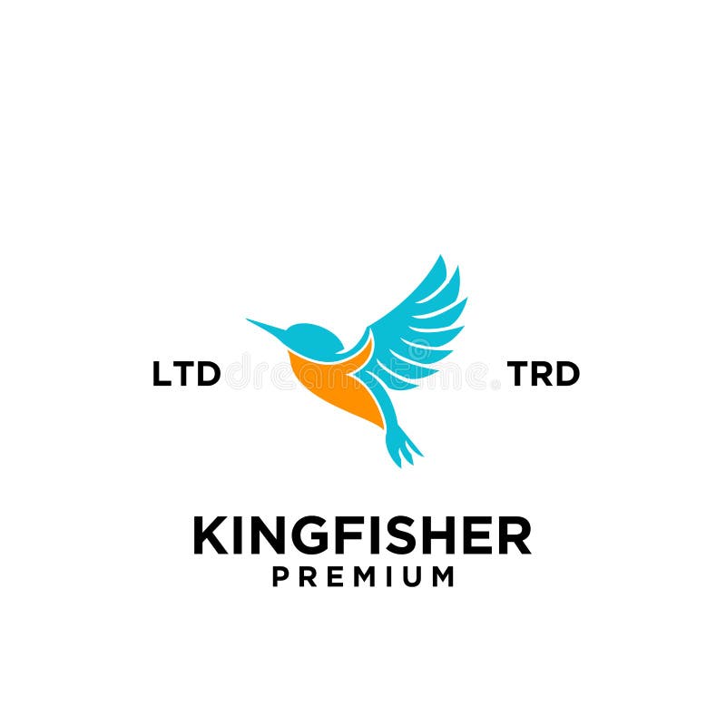 Flying Simple Kingfisher Color Logo Vector Design Stock Illustration