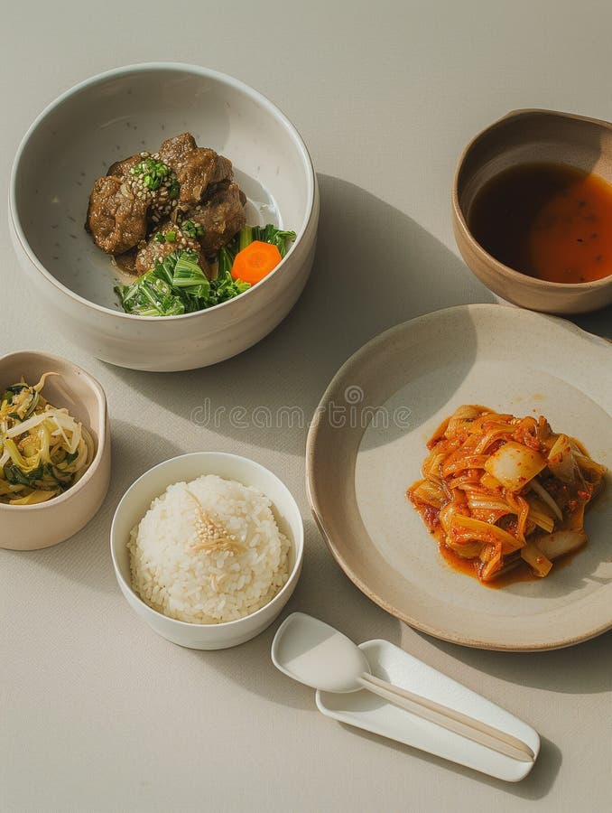 Simple Korean Food - Generative Ai Stock Illustration - Illustration of