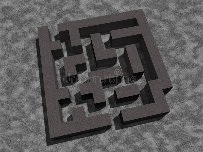Simple Labyrinth Maze Texture 3d Render Dark Light Lights Shadow Shadows Stock Illustration