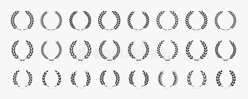 Simple laurel wreath icon set vector illustration