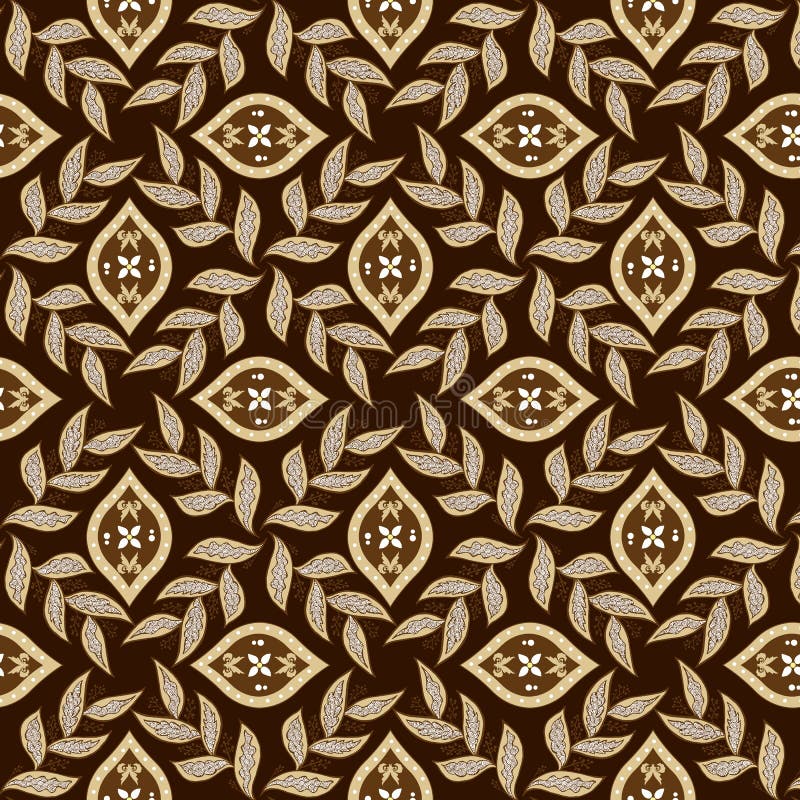 Simple leaf motifs design on Jepara batik with modern dark brown color concept