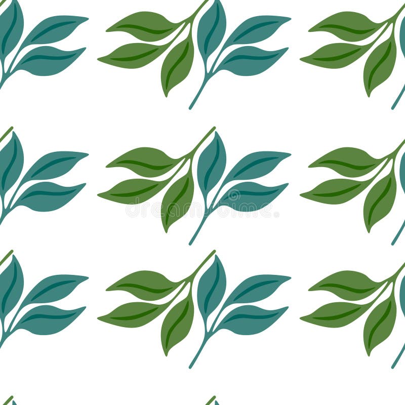 Simple Leaves Seamless Pattern. Decorative Forest Leaf Endless