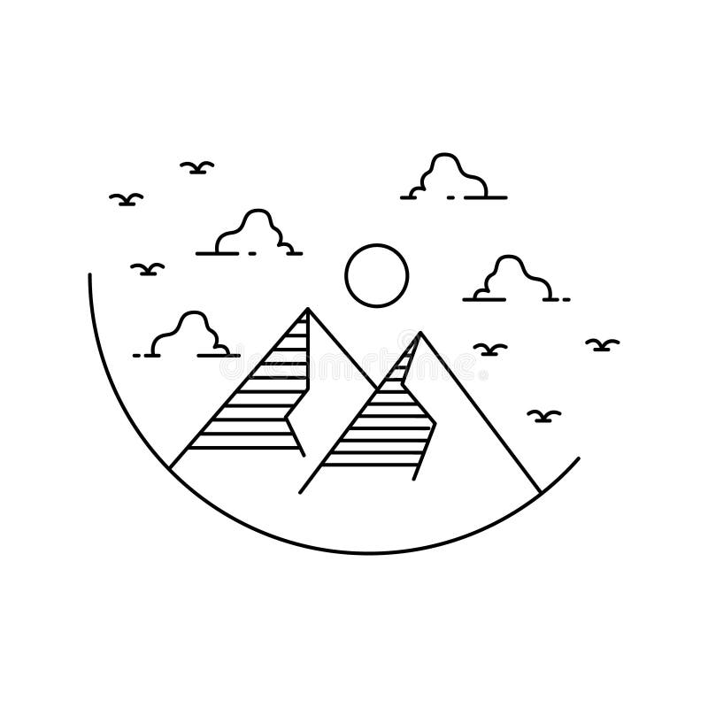 Simple Line Art Nature and Outdoor Design Isolated on White Background