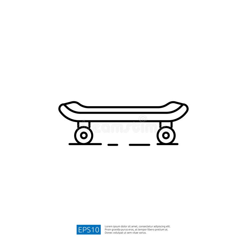A simple line drawing of a skateboard, emphasizing its design and structure, suitable for graphic use in sports or leisure-related vector illustration