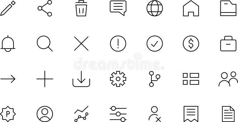 Simple line icons set for your design - mobile app, web, presentation, dashboard - vector.