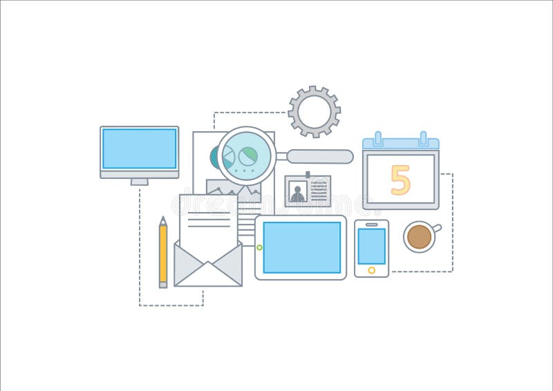 Simple line illustration of a modern business conc royalty free illustration