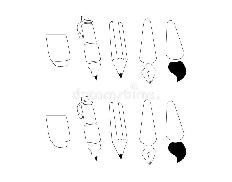 Simple Lineart Design of Painting Tools Stock Vector Illustration of