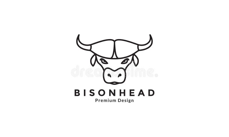 Simple lines bison head logo design vector icon symbol illustration stock illustration