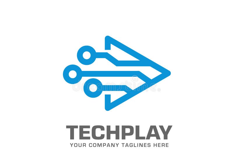 Simple lines Media Tech Logo stock illustration