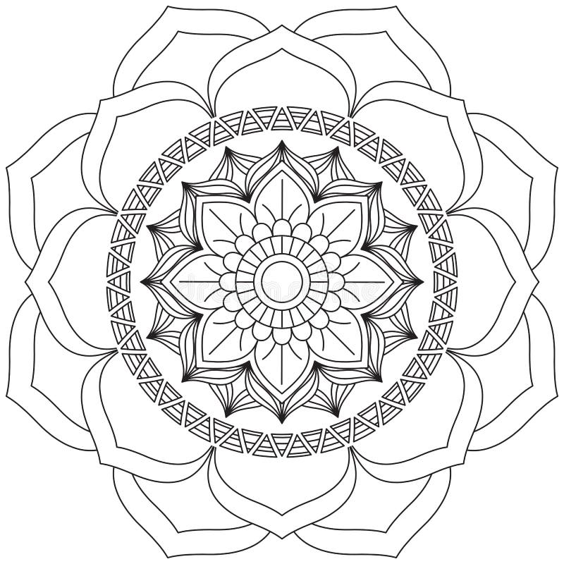 Easy mandala, basic and simple mandalas coloring book for adults, seniors,  and beginner. Floral. Flower. Oriental. Book Page. Outline. Stock  Illustration