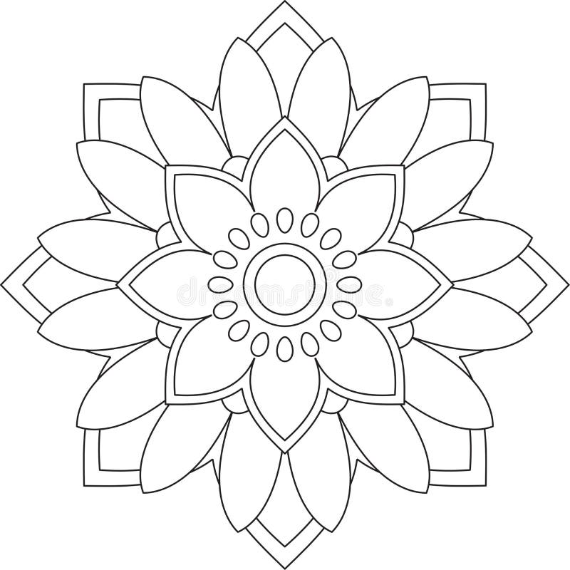 Easy mandala, basic and simple mandalas coloring book for adults, seniors,  and beginner. Floral. Flower. Oriental. Book Page. Outline. Stock  Illustration