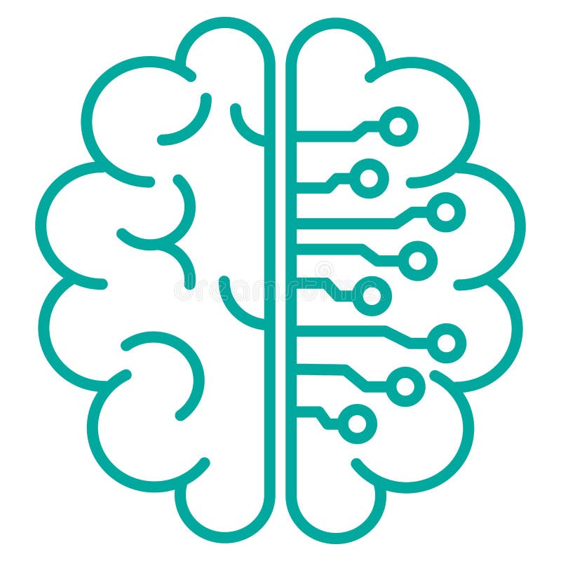 Simple minimal modern line artificial intelligence icon vector illustration