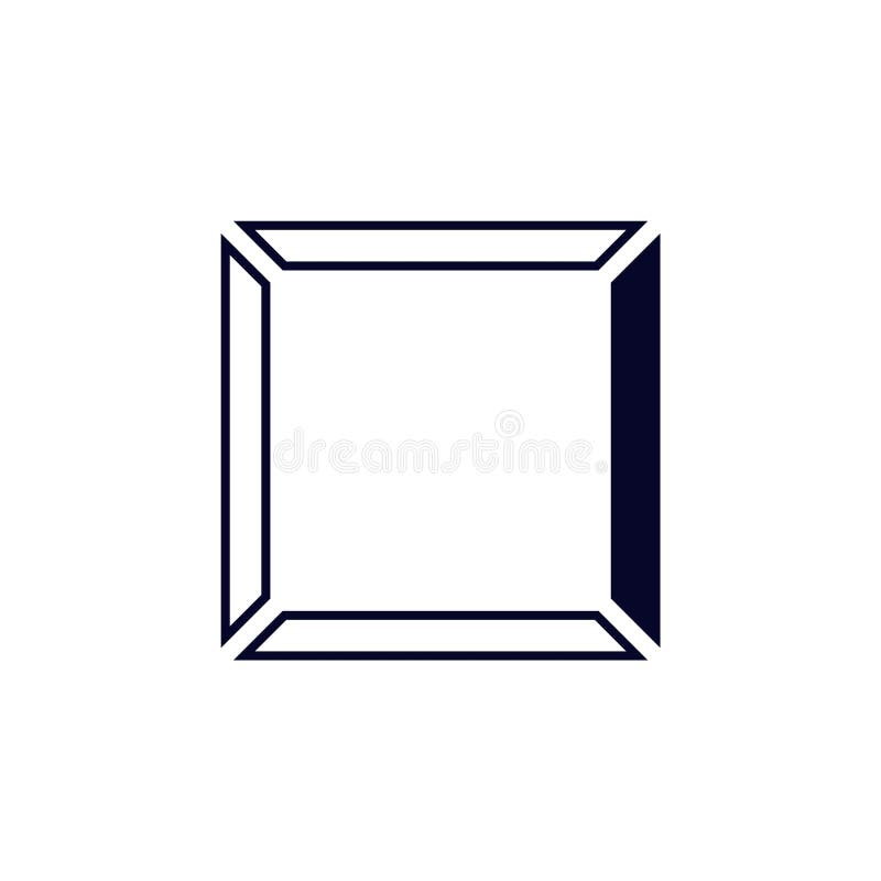 Simple minimalist geometric square design with elegantly bold dark lines on sides stock illustration