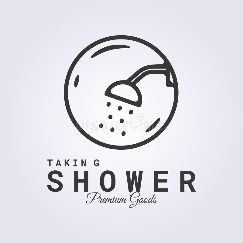Simple Minimalist Line Shower Logo Badge Bathroom Vector Illustration
