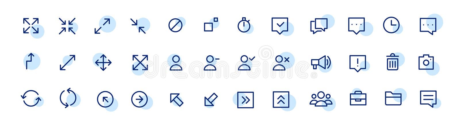 Simple minimalistic ui icons. Arrows, chat, user. Website navigation line symbols. Pixel perfect, editable stroke icons royalty free illustration Simple minimalistic ui icons. Arrows, chat, user. Website navigation line symbols. Pixel perfect, editable stroke icons royalty free illustration