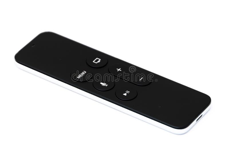 Simple and modern TV remote control with six buttons and touch surface
