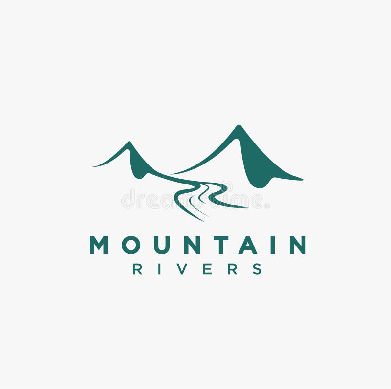 Simple mountain river landscape logo icon vector vector illustration