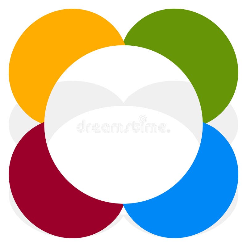 Simple multicolor element with divided circles. Abstract minimal royalty free illustration
