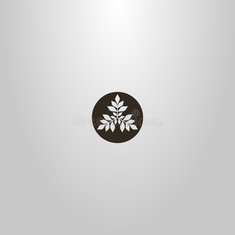 Simple negative space vector round sign of three branches of a plant royalty free illustration