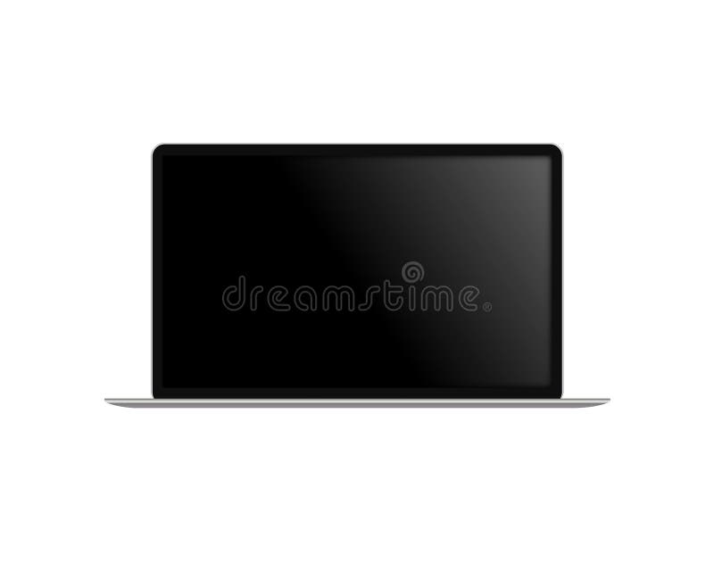 Black Modern Laptop With Black Screen Isolated On White Background