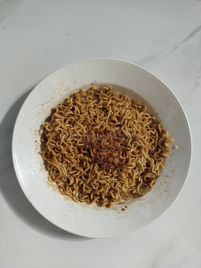 This simple noodle dish looks very delicious even though it& x27;s cooked by myself stock photos