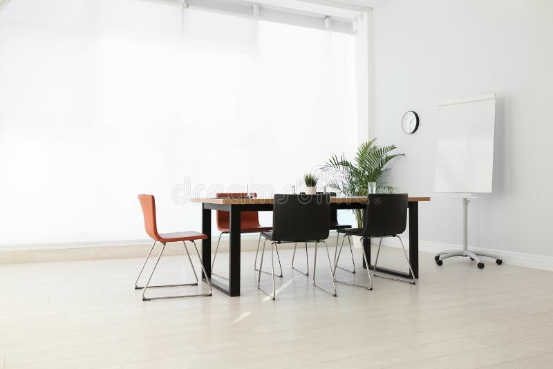 Simple Office Interior with Table and Chairs Stock Image - Image of