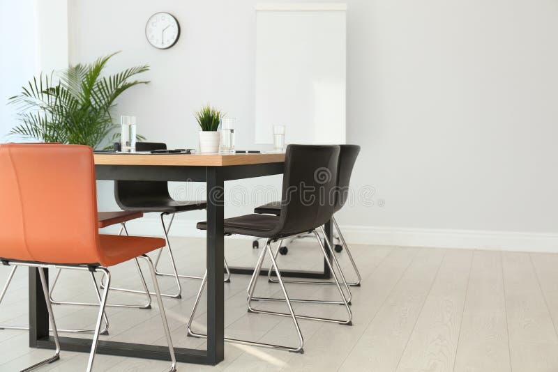 Simple Office Interior with Table and Chairs Stock Image - Image of