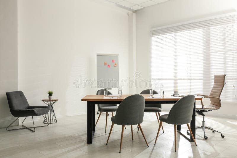 Simple Office Interior with Table and Chairs Stock Image - Image of
