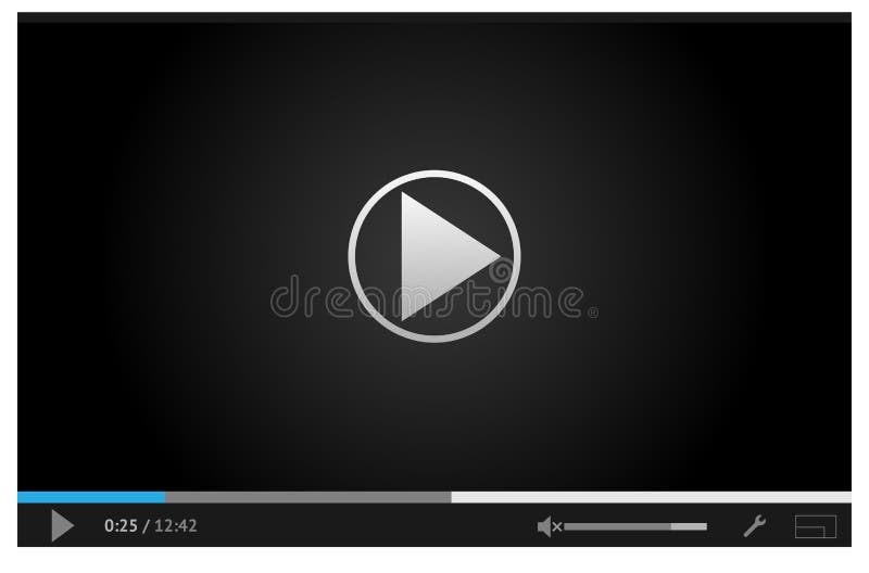 Simple online video player for web in dark colors stock illustration