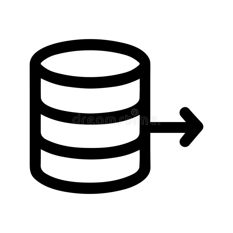 Simple Outline Database Server with Arrow Data Transfer Icon Illustration royalty free illustration