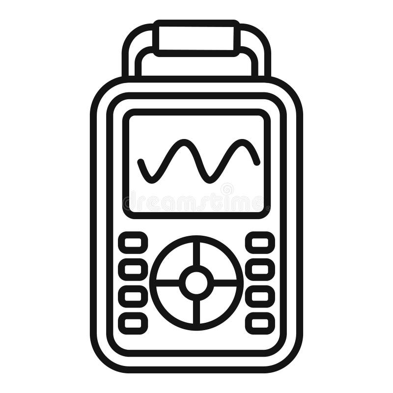 Digital oscilloscope showing sinusoidal signal icon outline royalty free illustration