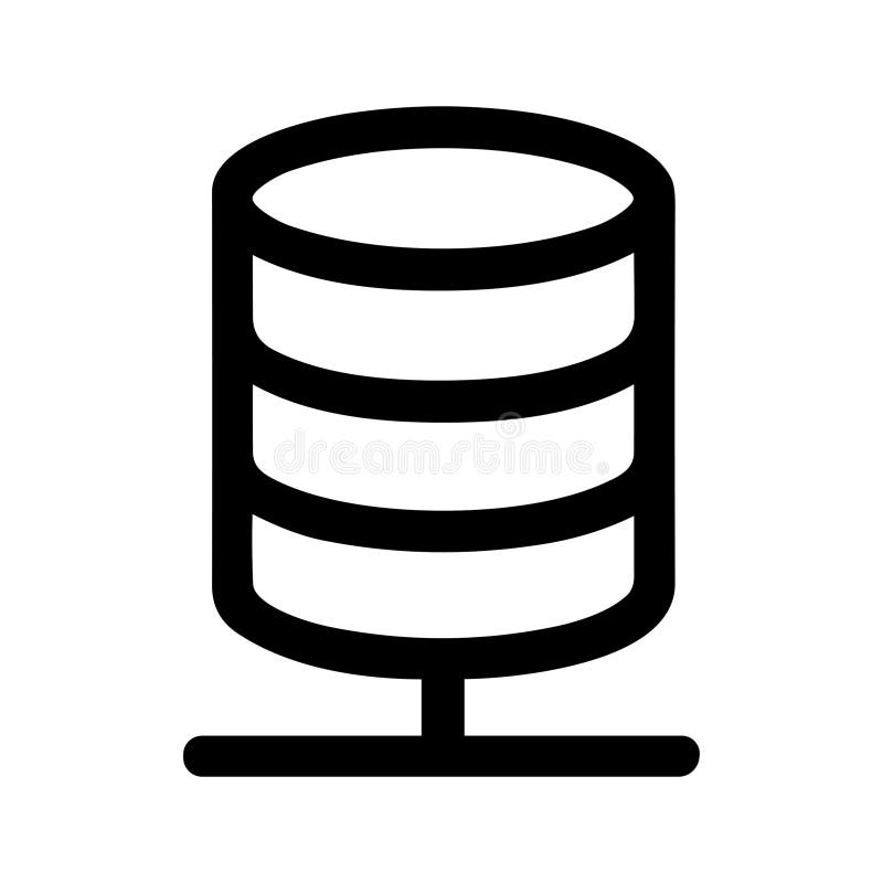 Simple Outline Stacked Database Server Connection Storage Thin Line Icon stock illustration