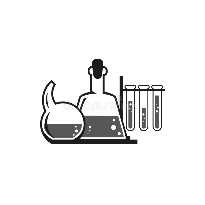 Simple Outline Vector Icon of Laboratory Beakers Stock Illustration