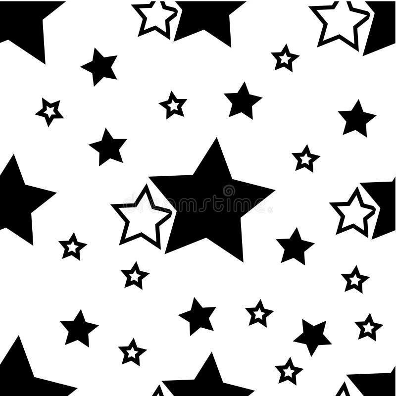Simple Pattern with Black Stars on a White Background Stock Vector