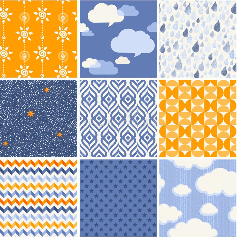 Simple pattern set - summer sky abstract stock illustration