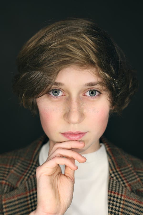 Simple portrait of a young girl stock images