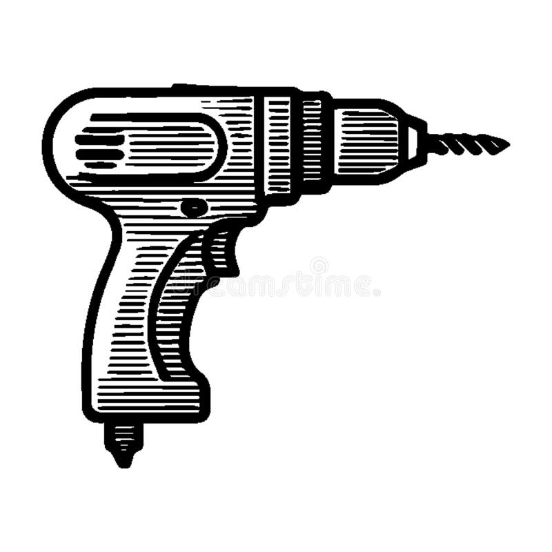 Simple Power Drill Vector Icon Logo Illustration. vector illustration
