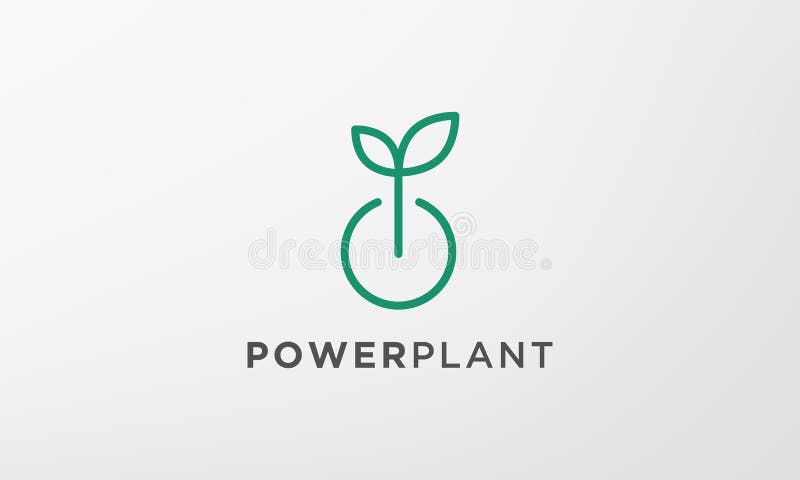 Simple power lightning leaf plant logo in modern style stock illustration