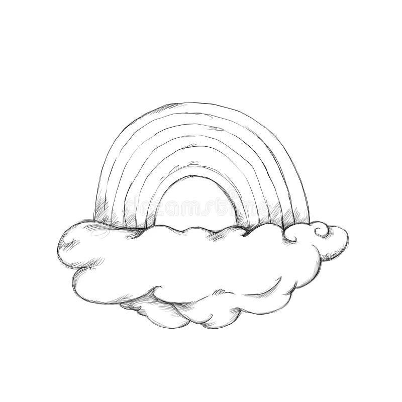 Simple rainbow on cloud royalty free illustration