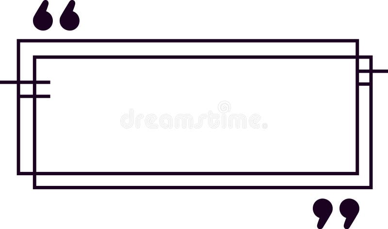 Simple rectangular frame featuring double parallel lines and quotation marks, providing an elegant space for writing royalty free illustration