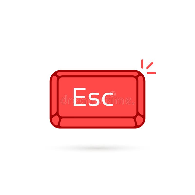Simple red esc key or escape button vector illustration