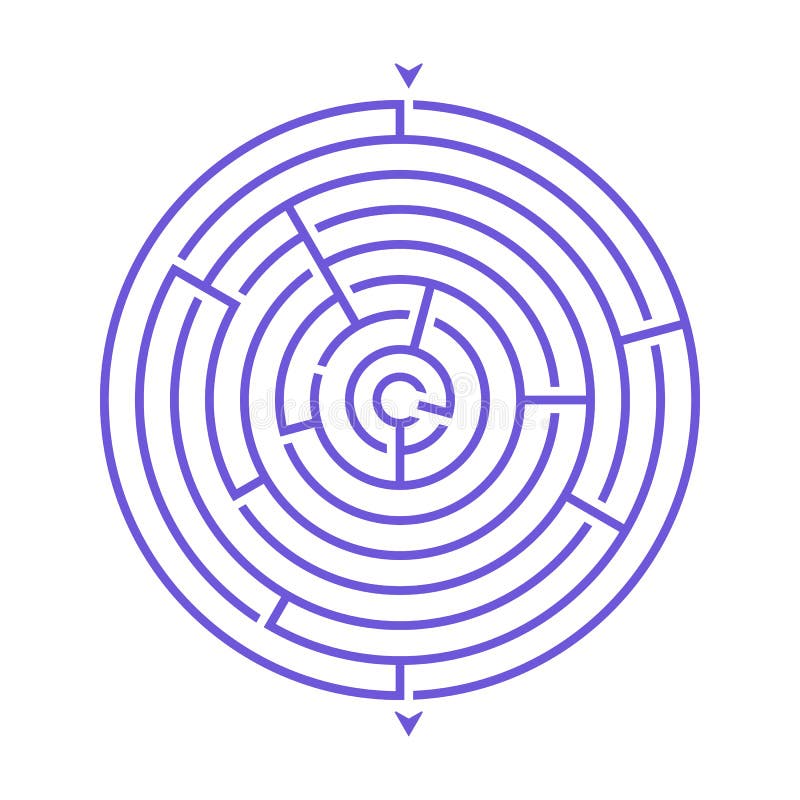 Simple round maze labyrinth game for kids. One of the puzzles from the set of child riddles.