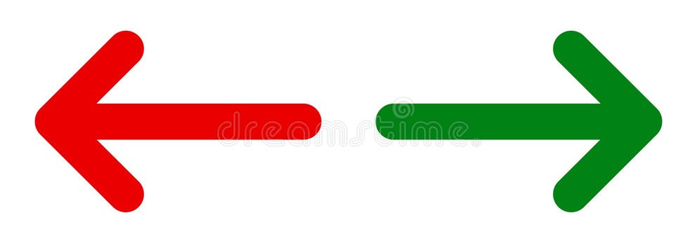 Simple Rounded Left and Right Arrow Red and Green Stock Vector ...