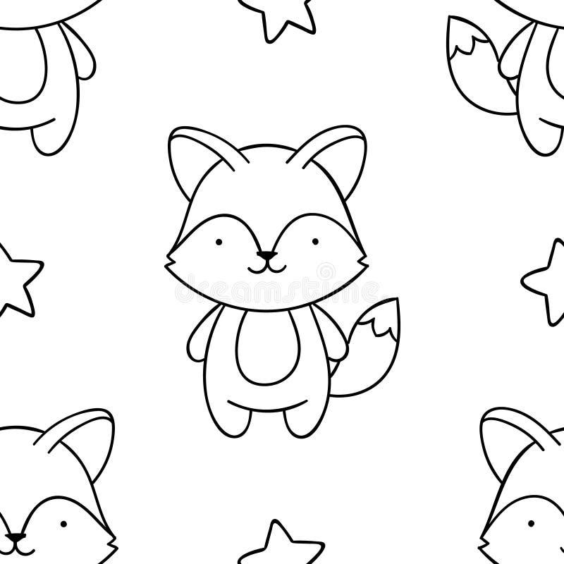 simple seamless pattern black and white cute kawaii hand