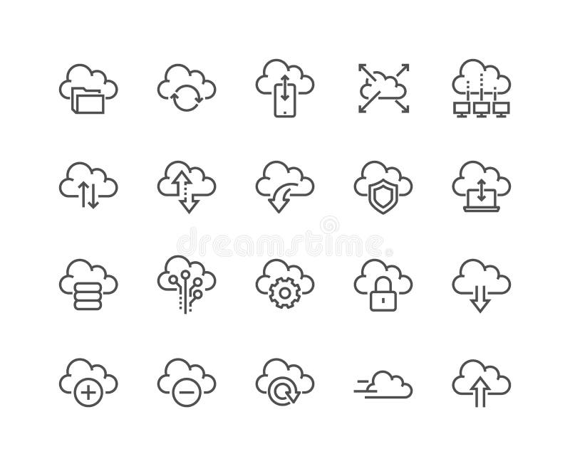 Line Computer Cloud Icons stock illustration Line Computer Cloud Icons stock illustration