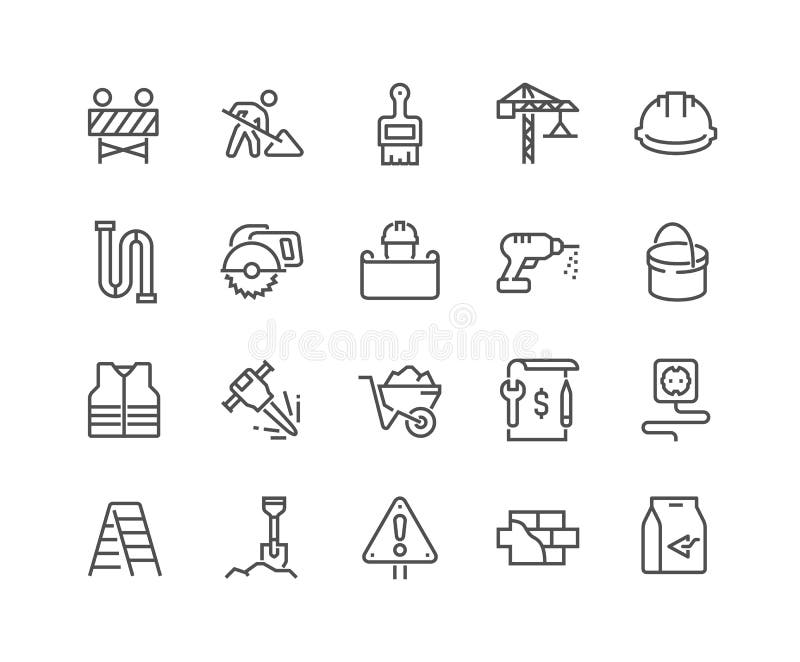 Simple Set of Construction Related Vector Line Icons. Editable Stroke. 48x48 Pixel Perfect. Sign estimate vectors