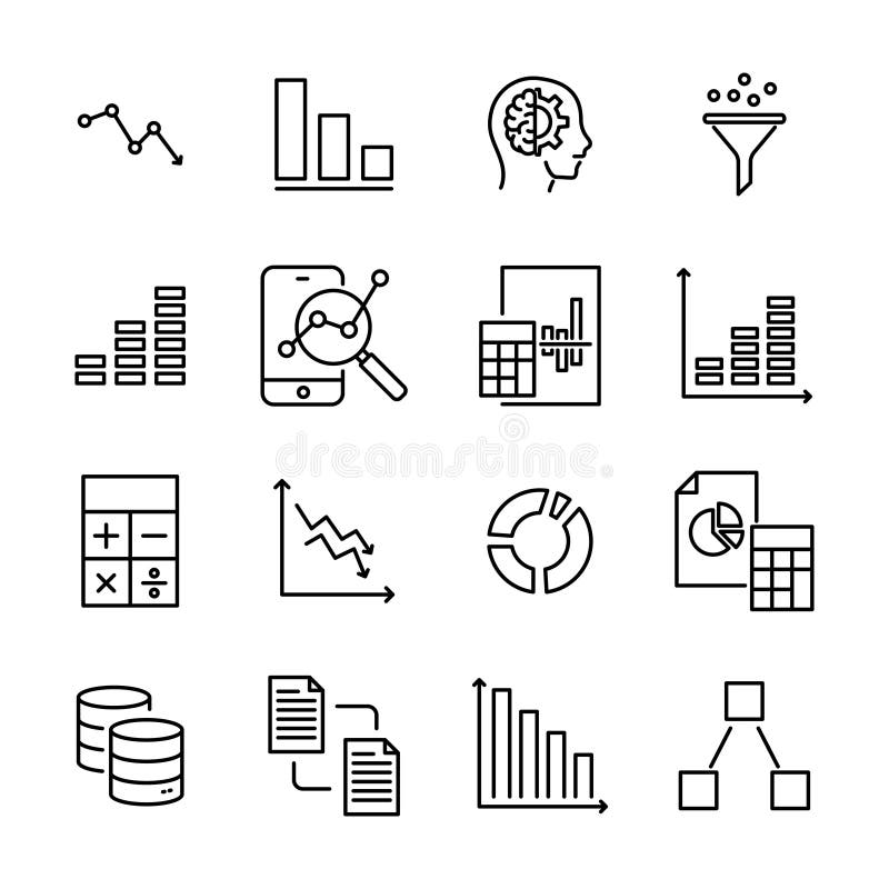 Simple set of data analytics related outline icons. Elements for mobile concept and web apps. Thin line vector icons for website design and development, app development. Premium pack.