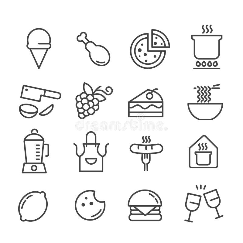 Modern Simple Set of food, location, drinks Vector outline Icons