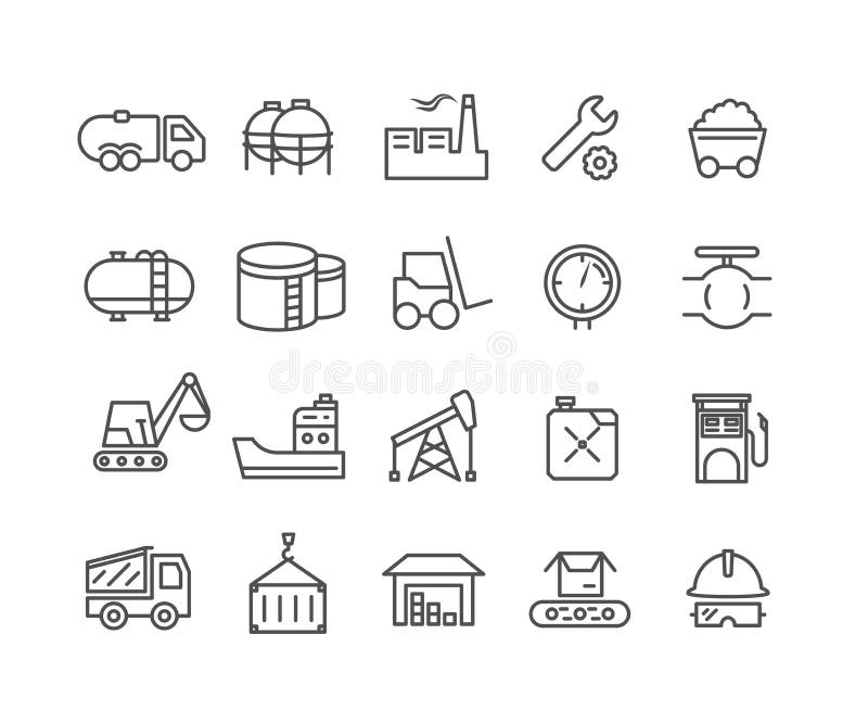 Simple Set of Industrial vector thin line icons